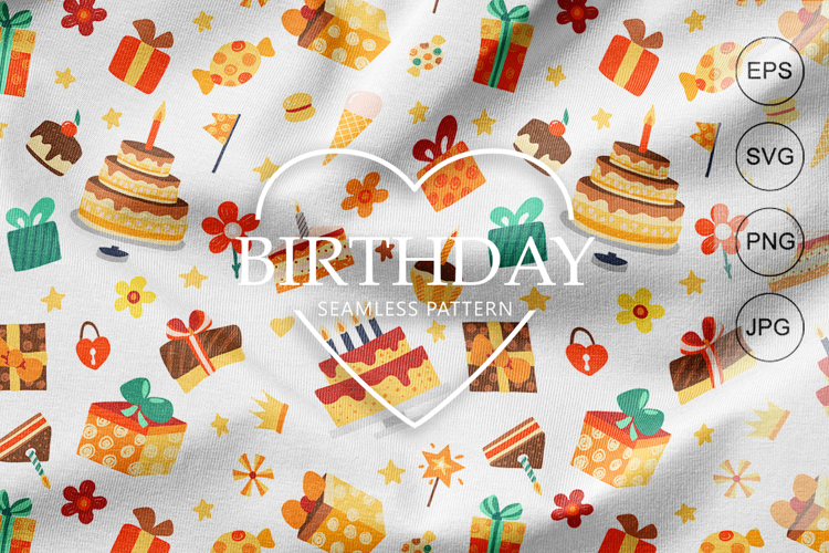 Seamless Pattern happy birthday for Fabric and Digital Paper