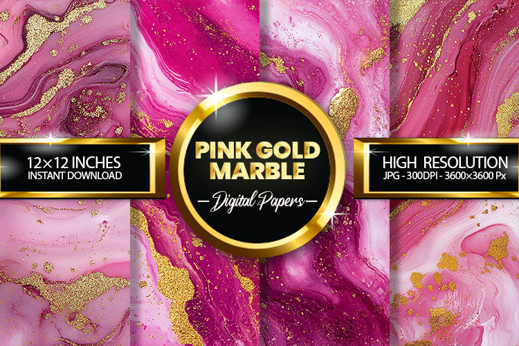 Pink Gold Marble Digital Papers - 04 Variations