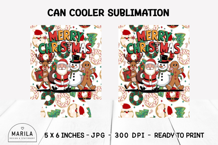 Merry and bright Can Cooler Wrap Sublimation | christmas #2