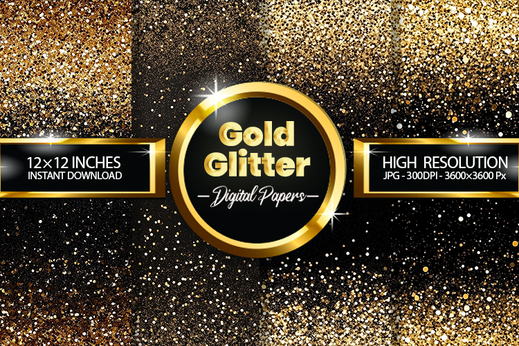 Gold Glitter Digital Papers - 04 Variations