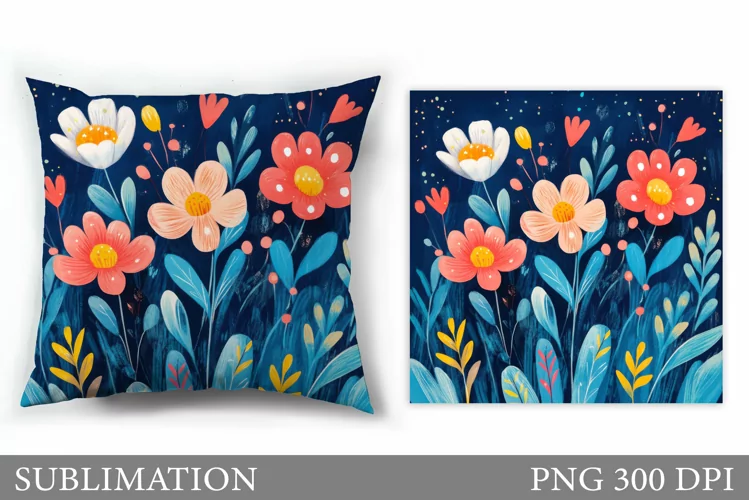 Flowers Pillow Sublimation. Floral Pillow Sublimation