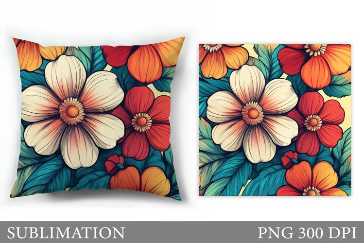 Flowers Sublimation. Flowers Pillow Sublimation