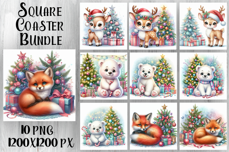 Funny Christmas Coaster Design | animal Square Coaster