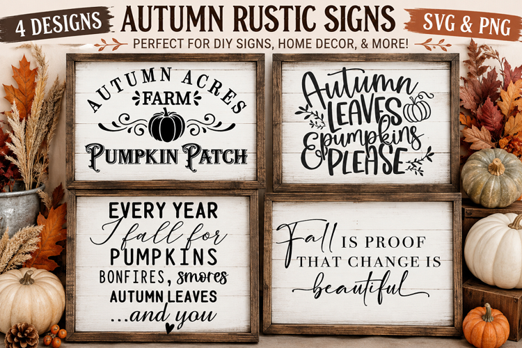 Fall Rustic Signs SVG PNG, Autumn Farmhouse Decor