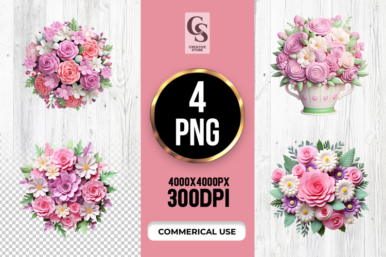 Pink flower clipart Image 2