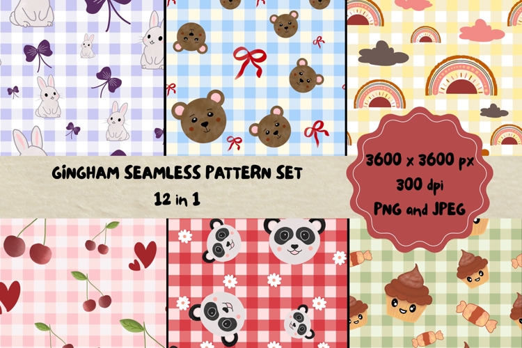 Gingham Seamless Pattern Set