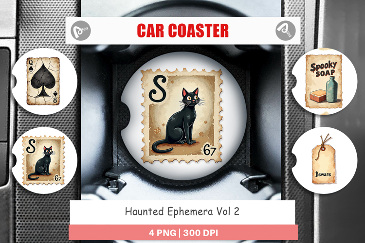 Haunted Ephemera Car Coaster