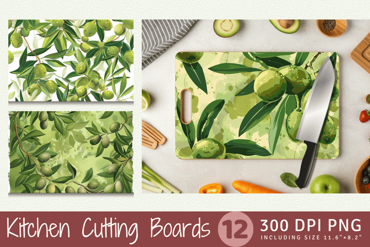 Green Olives Garden Cutting Boards sublimation Design