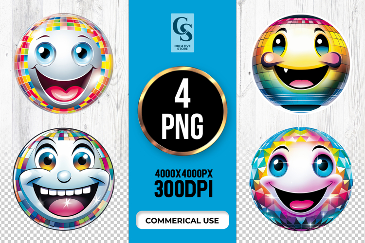 Colorful Smiley Face Ball Clipart Sublimation PNG