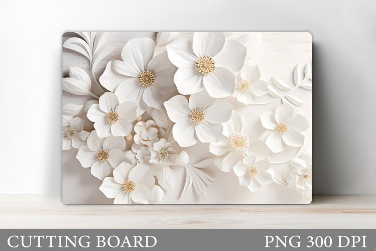 3D Flowers Cutting Board. Kitchen Cutting Board Template example image 1