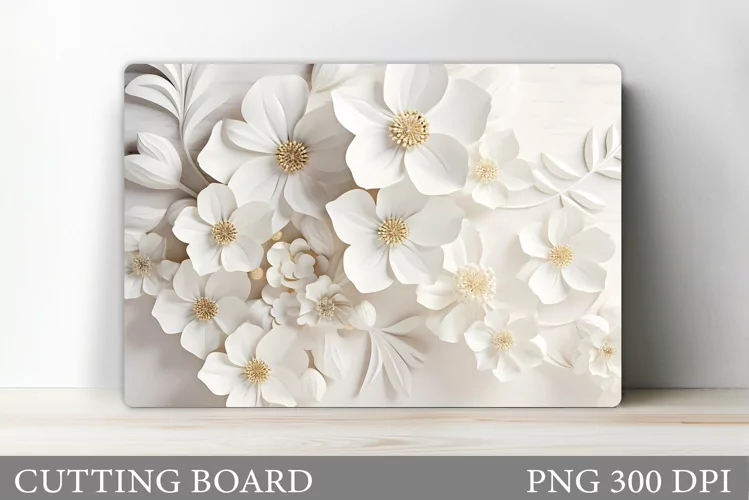 3D Flowers Cutting Board. Kitchen Cutting Board Template