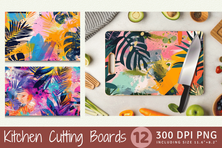 Exotic Mixed Media Paint Cutting Boards sublimation Design