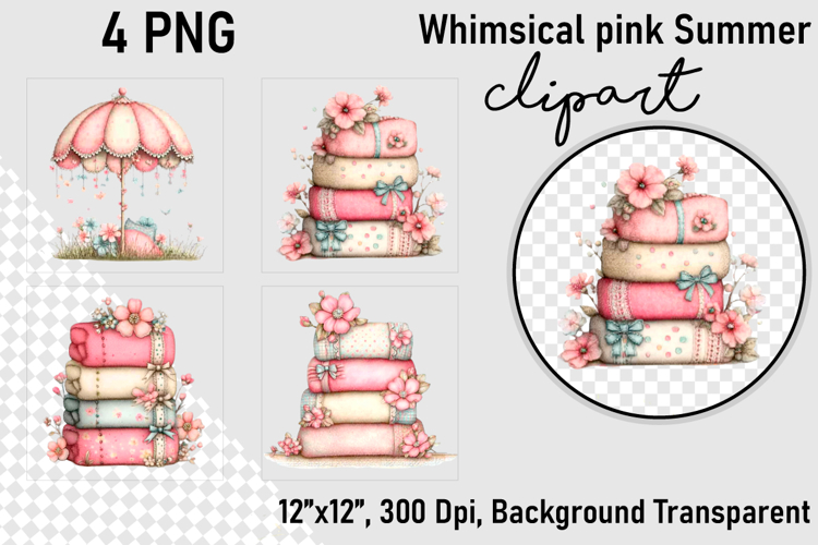 Whimsical pink Summer clipart PNG, Summer clipart