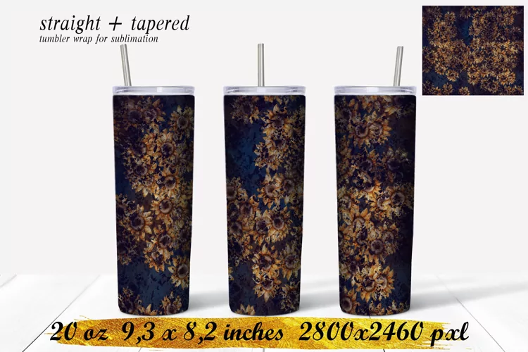 20 oz skinny tumbler, Sunflower Tumbler sublimation