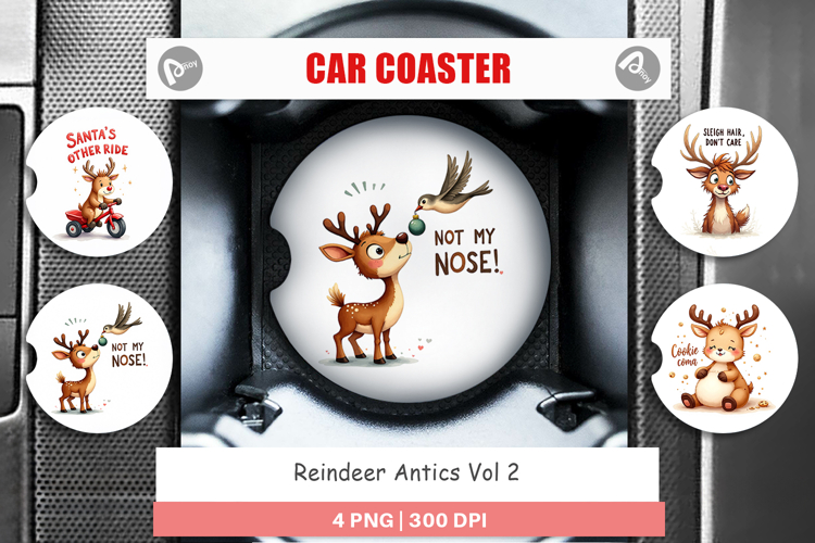 Reindeer Antics Car Coaster