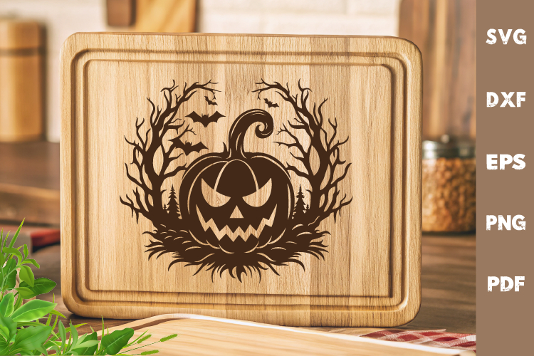 Halloween laser svg | Pumpkins, bats, castle cutting board