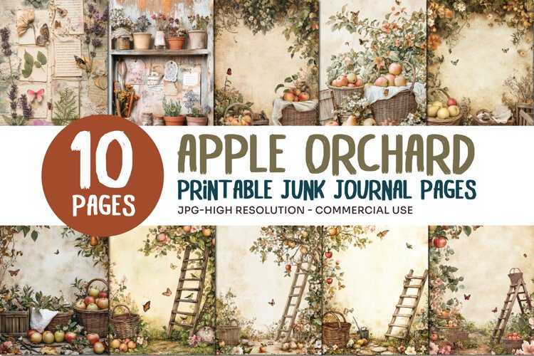 Rustic Apple Orchard Junk Journal Pages example image 1