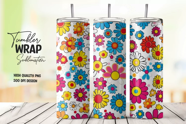 Floral Pattern Tumbler Wrap Sublimation Design