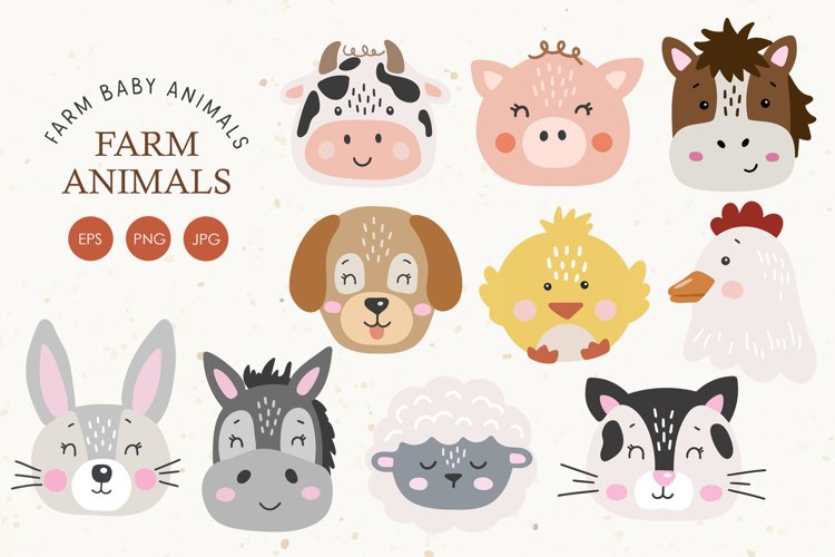 Farm animals clipart, Cute Animals clipart, Farm Clipart example image 1