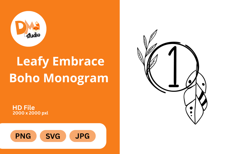 Leafy Embrace Boho Monogram