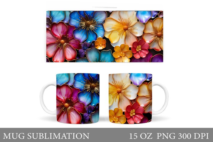 Flowers Mug Wrap Design. Flowers Mug Sublimation