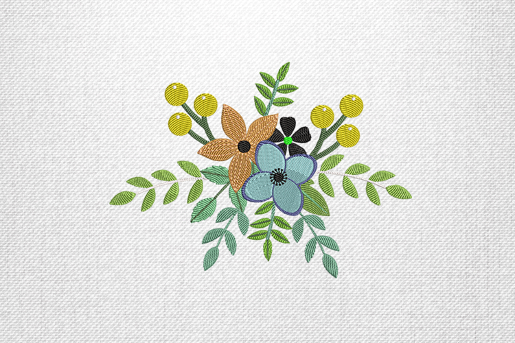 Colorful Floral Cluster Embroidery Design