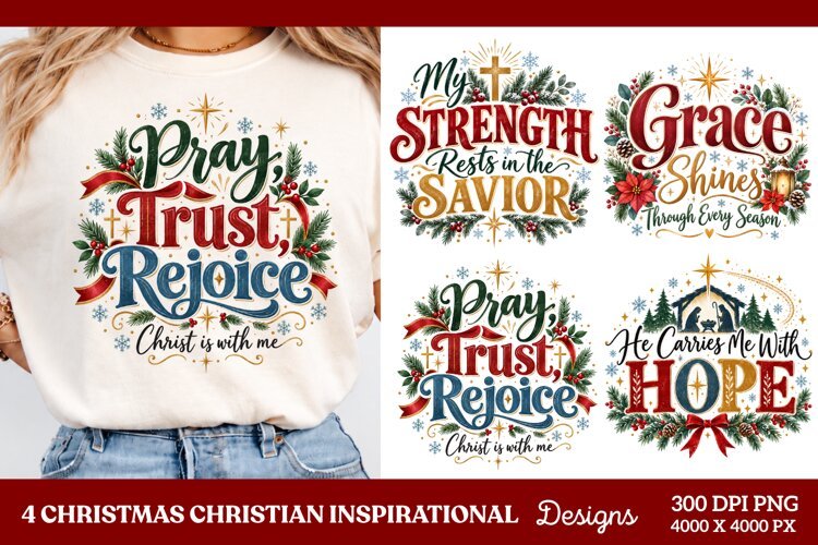 4 Christian Christmas PNG Designs, 4 Christian Inspirational example image 1
