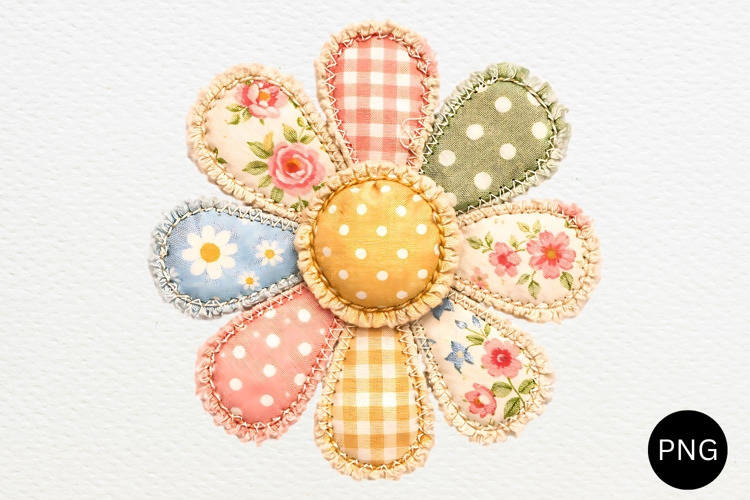 Patchwork Daisy PNG, Vintage Spring/Summer Sublimation