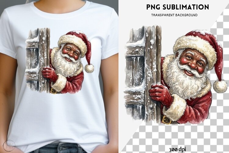 Christmas peeking character png design for T-shirts example image 1