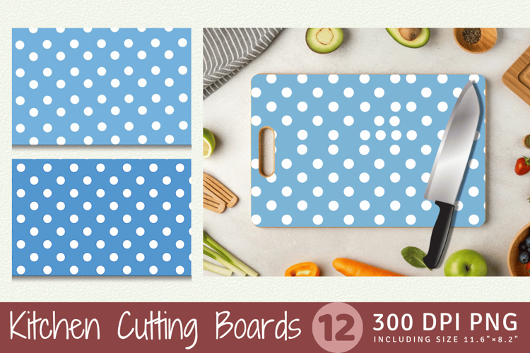 Blue & White Polka Dots Cutting Boards sublimation Design