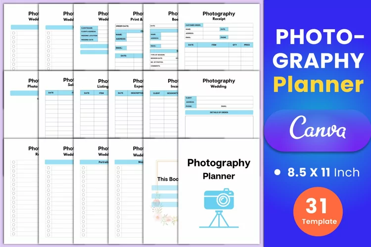 Photography Planner Canva Interior