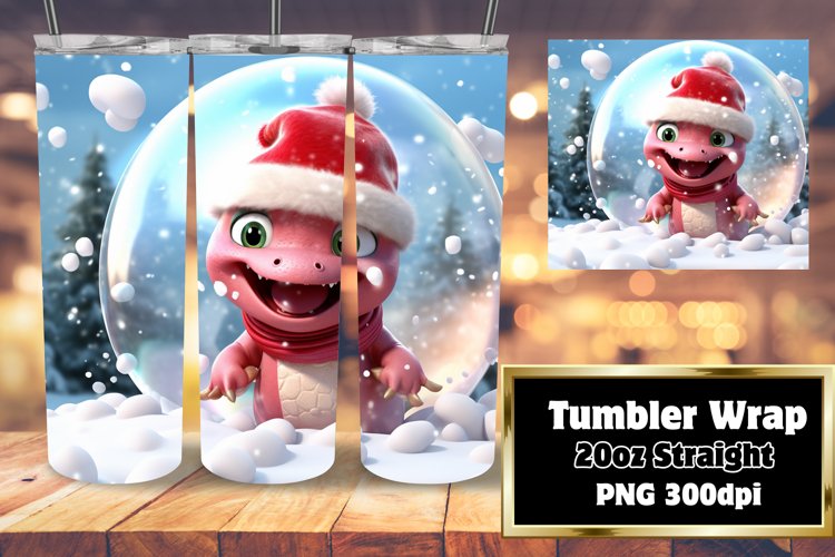 3D Dinosaur XMAS Animal Joy 20oz Tumbler Wrap