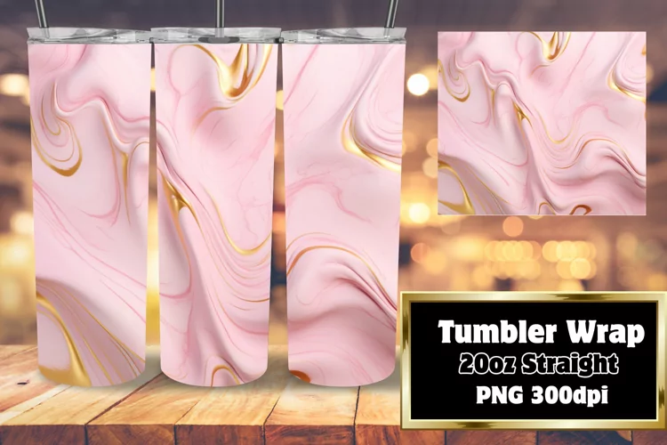 Pink Gold Marble Glitter Fusion Sublimation Wrap 20oz