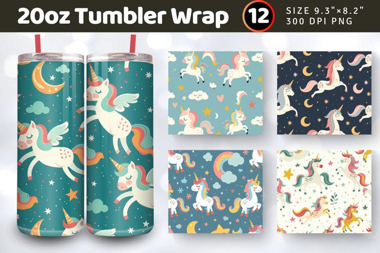 Baby Magical Unicorn Tumbler Wraps, 20oz Skinny Tumbler Wrap