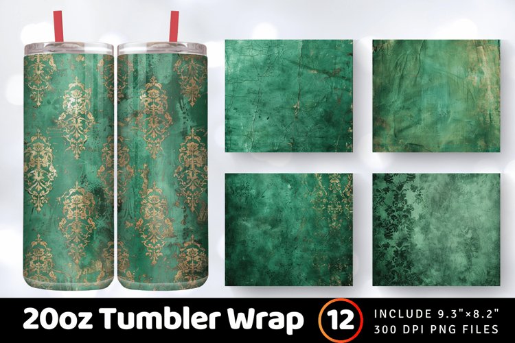 Antique Emerald Romance Tumbler Wrap, 20oz Skinny Tumbler Wr