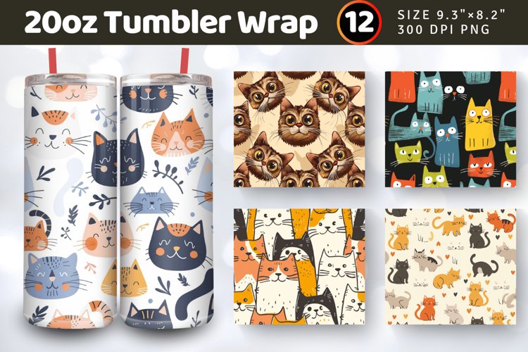 Funny Cat Tumbler Wraps, 20oz Skinny Tumbler Wrap
