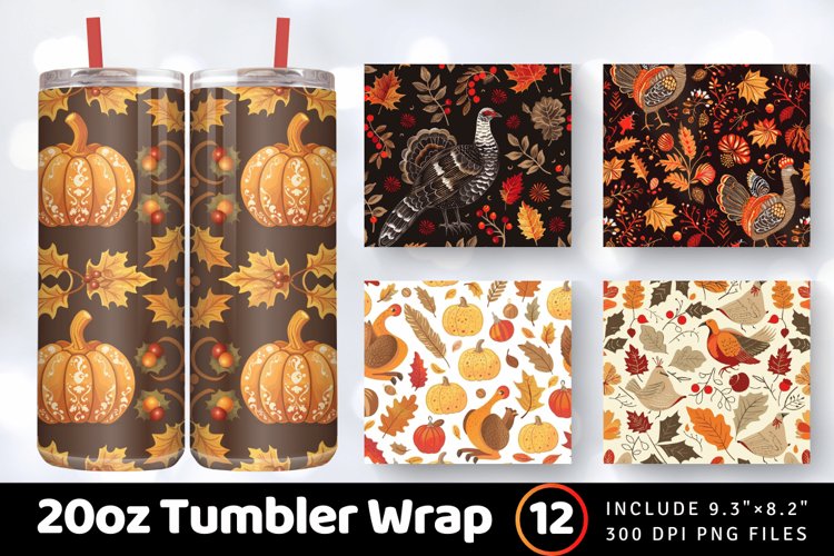 Thanksgiving Christmas Tumbler Wrap, 20oz Skinny Tumbler Wra
