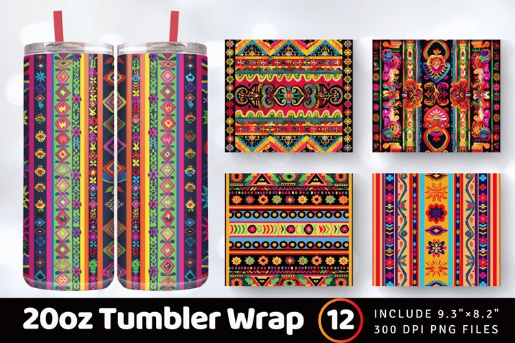 Peruvian Fabric Traditional Tumbler Wrap, 20oz Skinny Tumble example image 1