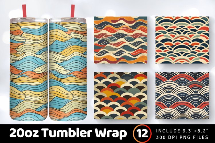 Retro Waves Tumbler Wrap, 20oz Skinny Tumbler Wraps