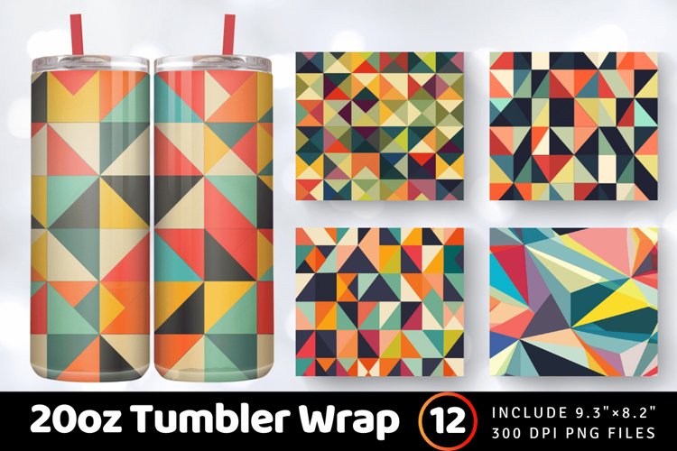 Geometric Shapes Colors Tumbler Wrap, 20oz Skinny Tumbler Wr example image 1