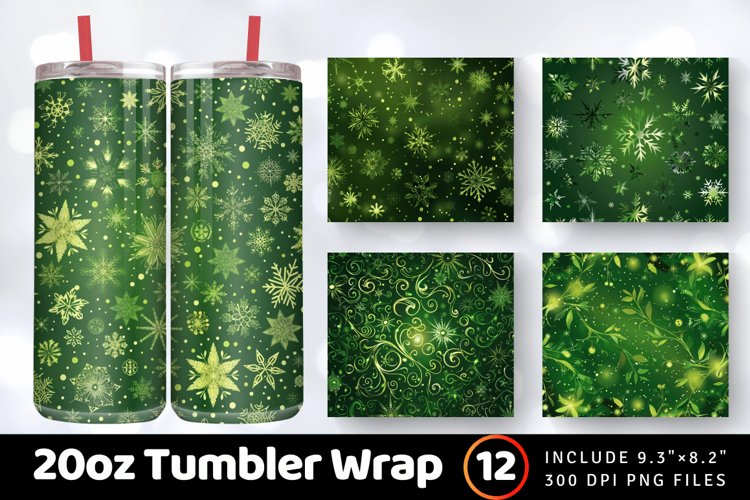 Green Christmas Tumbler Wrap, 20oz Skinny Tumbler Wraps
