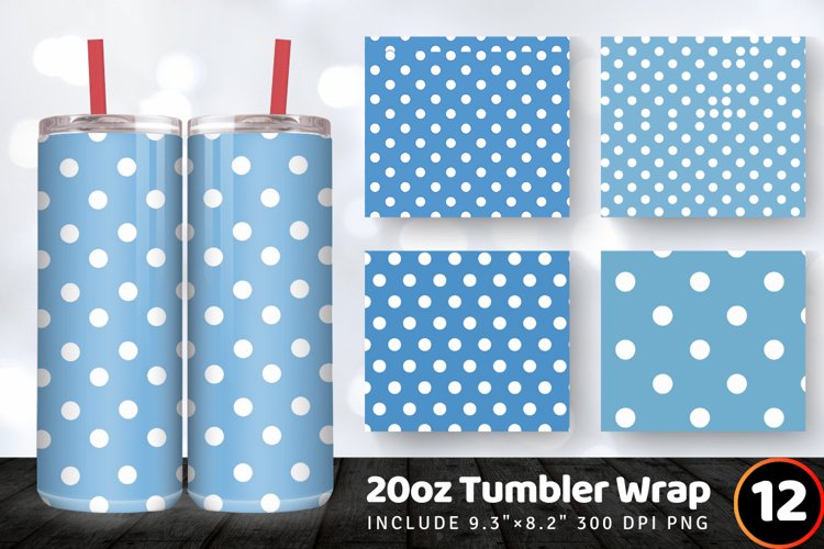 Blue & White Polka Dots Tumbler Wrap, 20oz Skinny Tumbler Wr example image 1