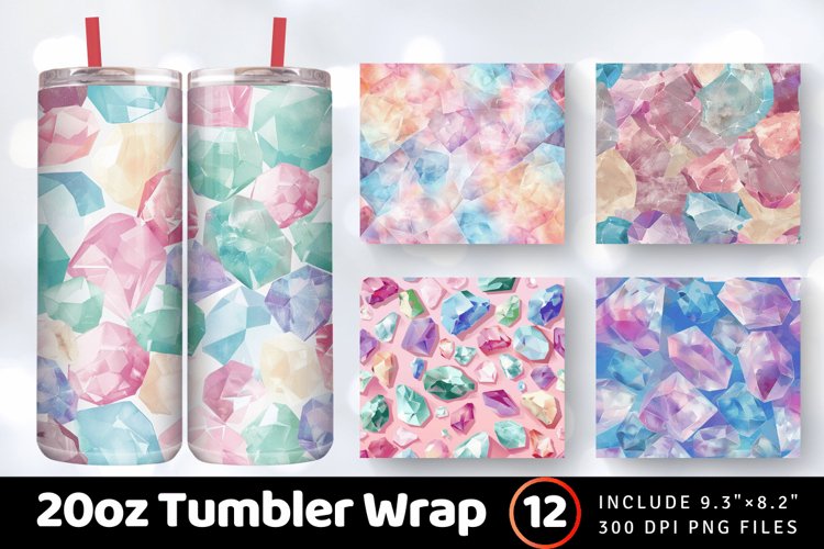 Pastel Gemstone Tumbler Wrap, 20oz Skinny Tumbler Wrap