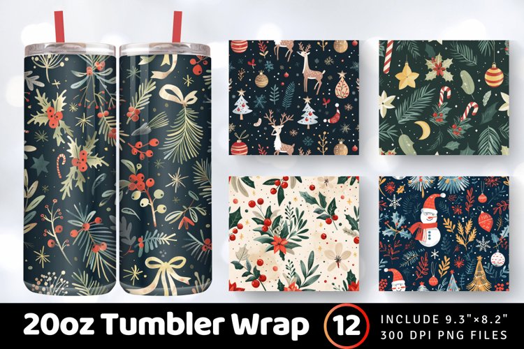 Merry Little Christmas Tumbler Wrap, 20oz Skinny Tumbler Wra