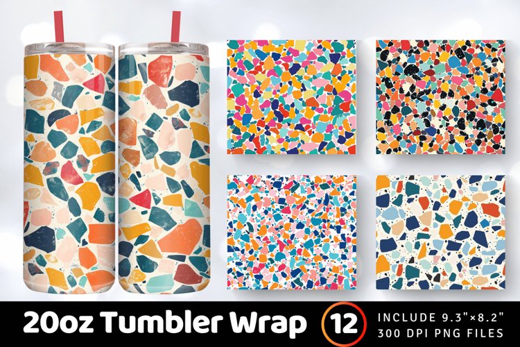 Colorful Terrazzo Tumbler Wrap, 20oz Skinny Tumbler Wrap
