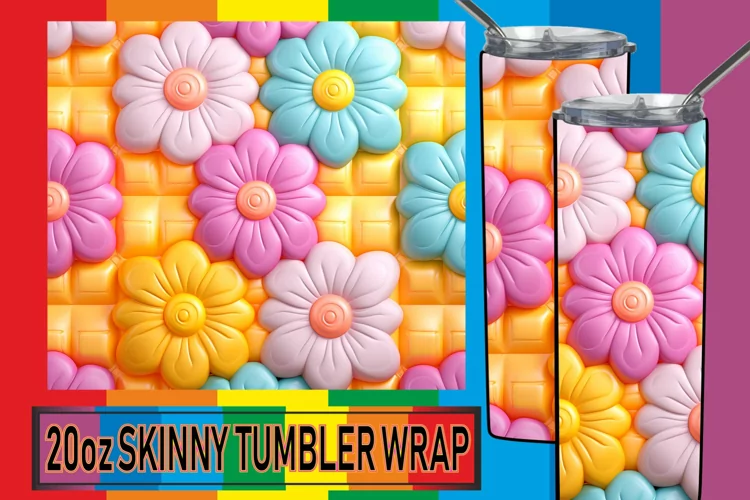 3D Inflated Puff Blooms: Sublimation Tumbler Delights