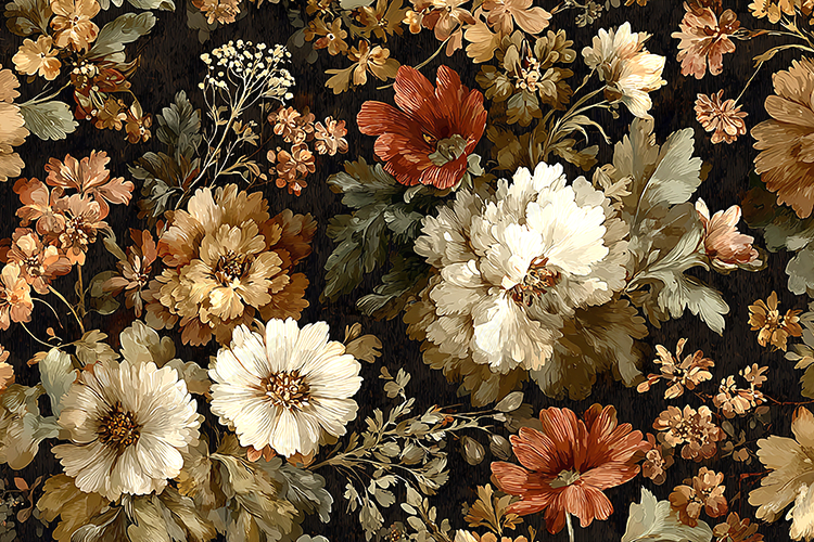 Vintage Floral Pattern Seamless Dark Elegant Background