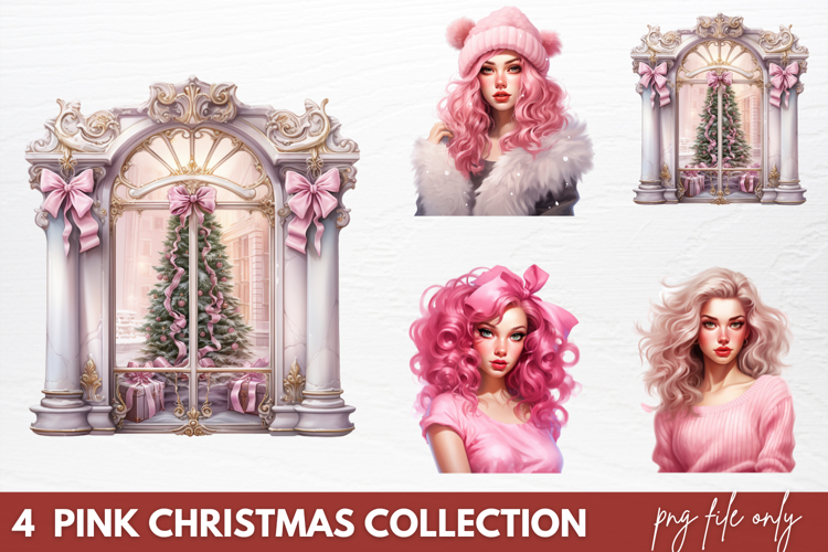 Pink Christmas Collection Sublimation PNG