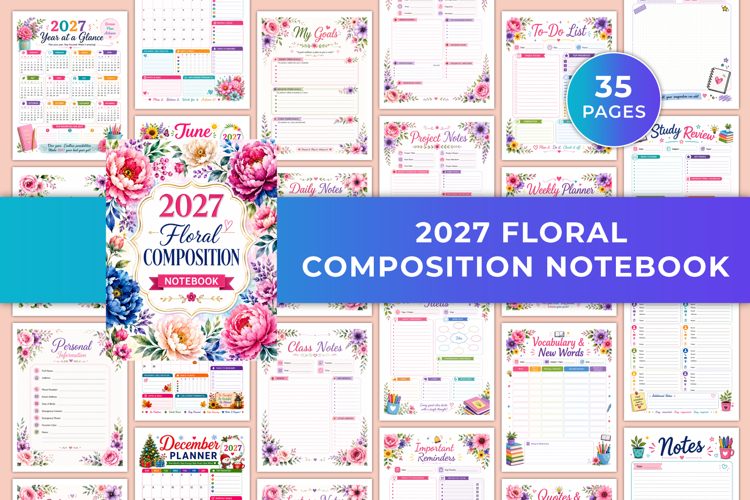 2027 Floral Composition Notebook Kdp interiors