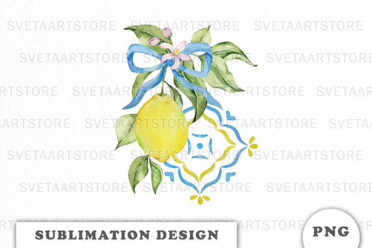 Watercolor Lemons composition png